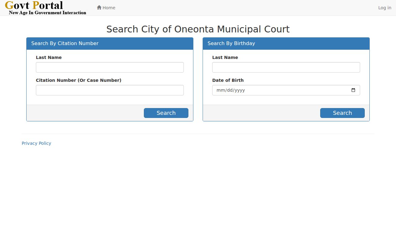 Oneonta criminal history citation and municipal court search