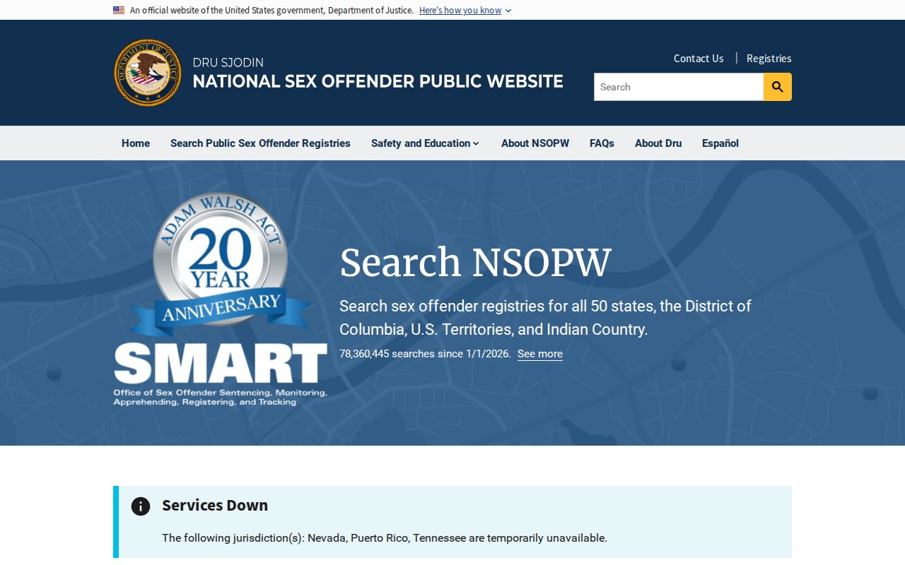 Blount County sex offender check through the NSOPW national search